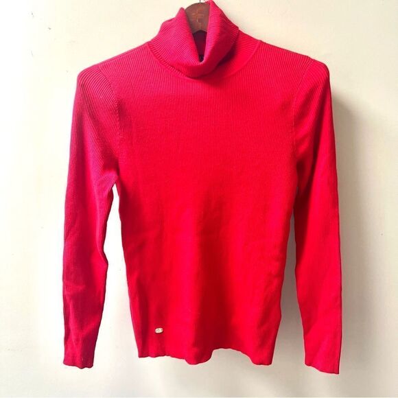 Ralph Lauren black label red fitted ribbed turtleneck L - Picture 2 of 6